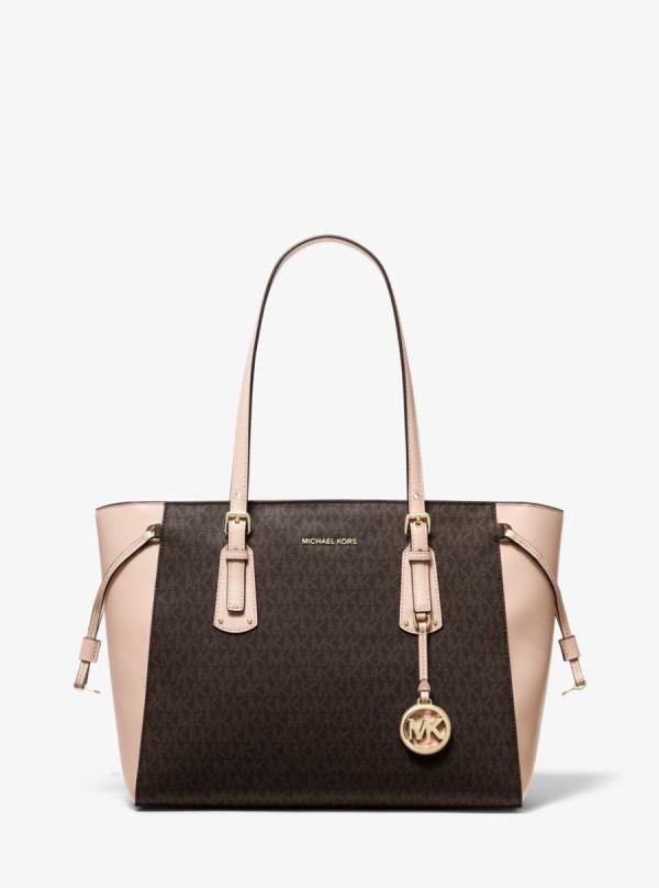 Damske Prenosná Taška Michael Kors Voyager Medium Logo Ruzove - Kabelky Michael Kors Akcia | ERDUN-0176
